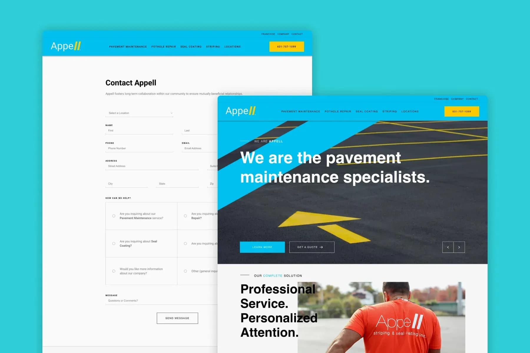 Custom Website Design and Web Development for Appell Striping