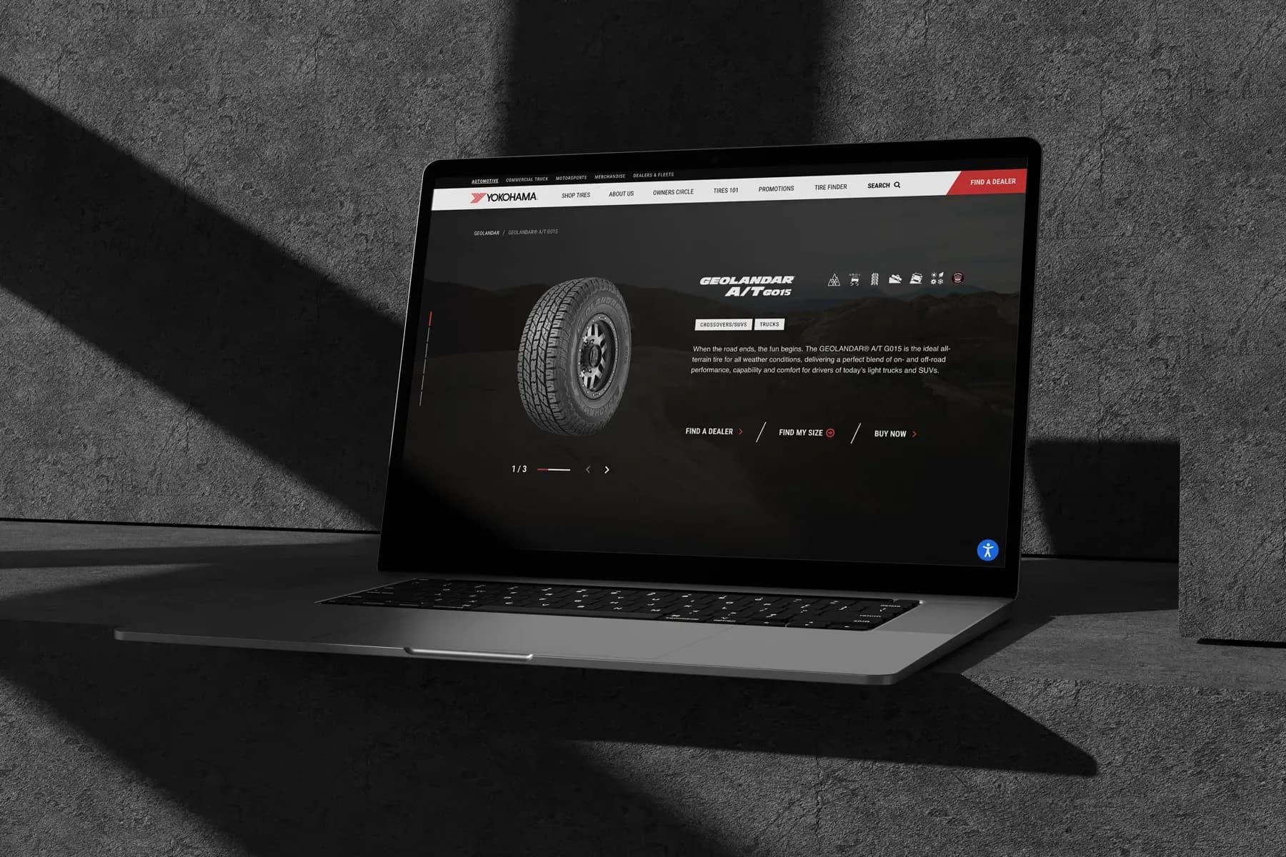 Yokohama Product Page on Custom Website