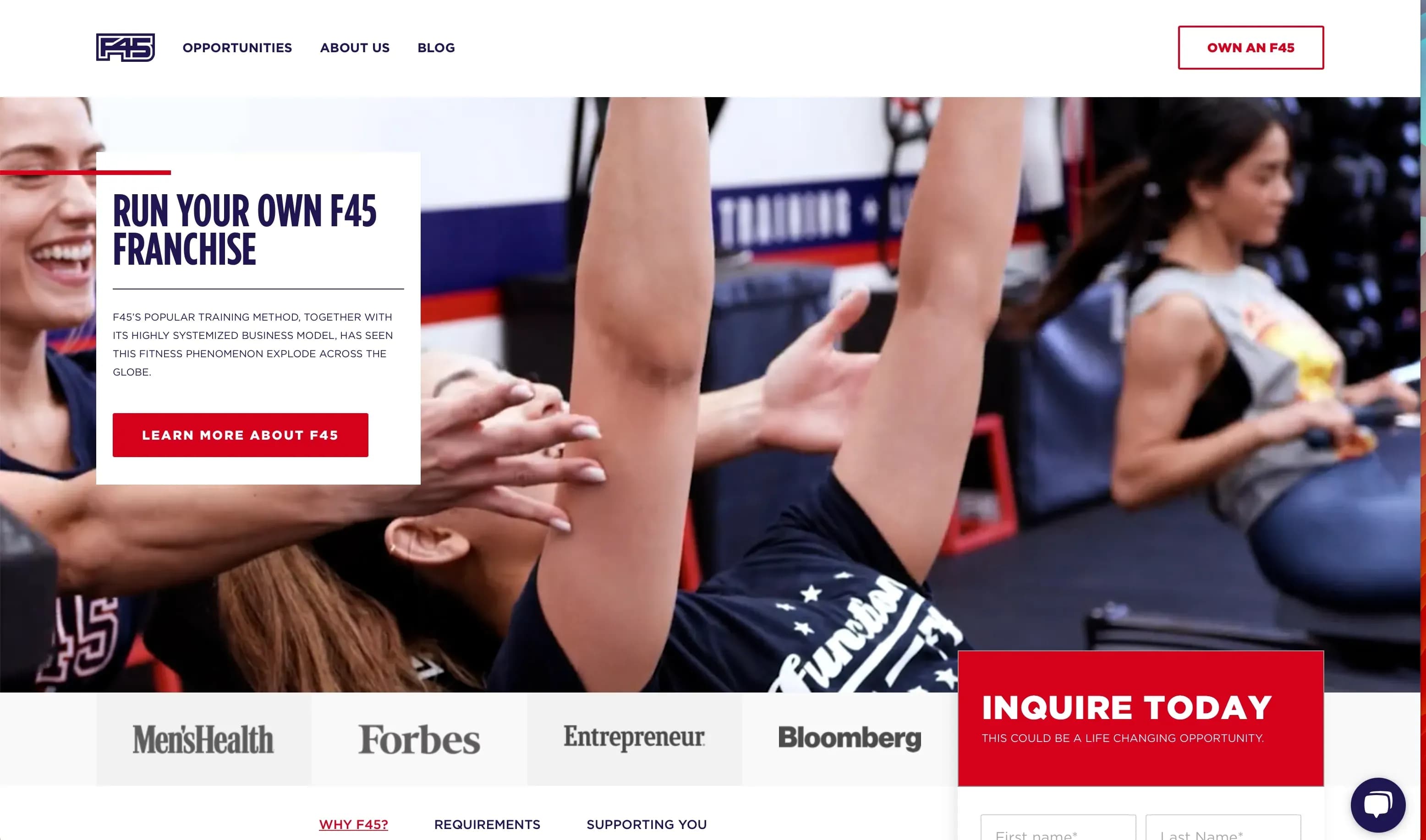 F45 Franchise Website Design