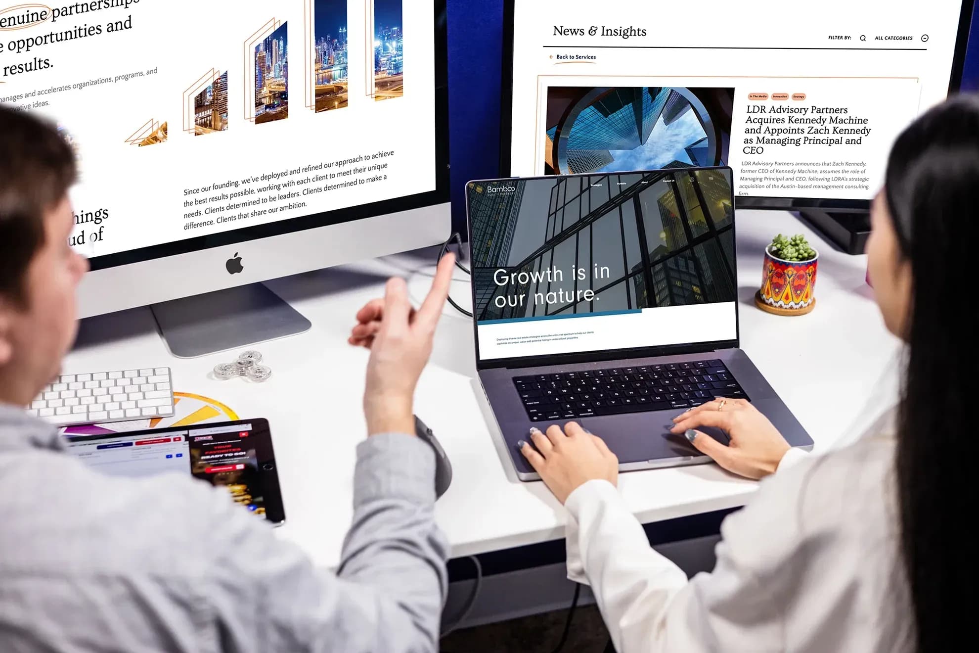 Financial services website design and development services. A Financial services website open on multiple devices.