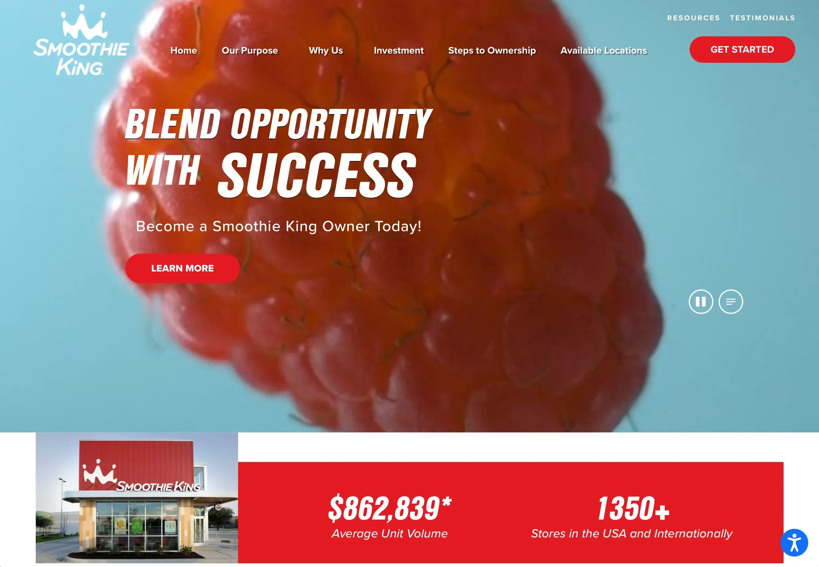 Smoothie King Franchise Website Design