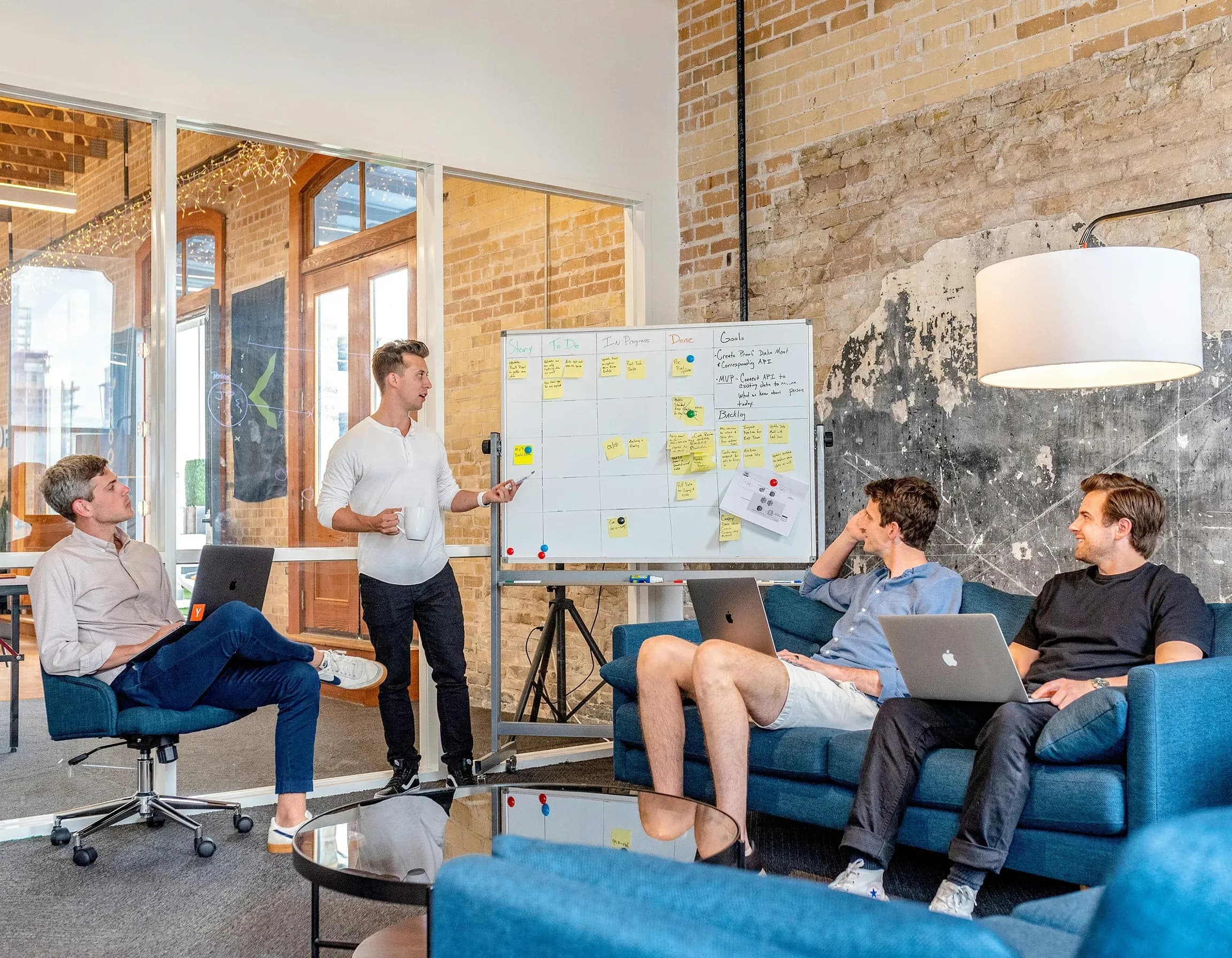 A team of professionals discussing web design services