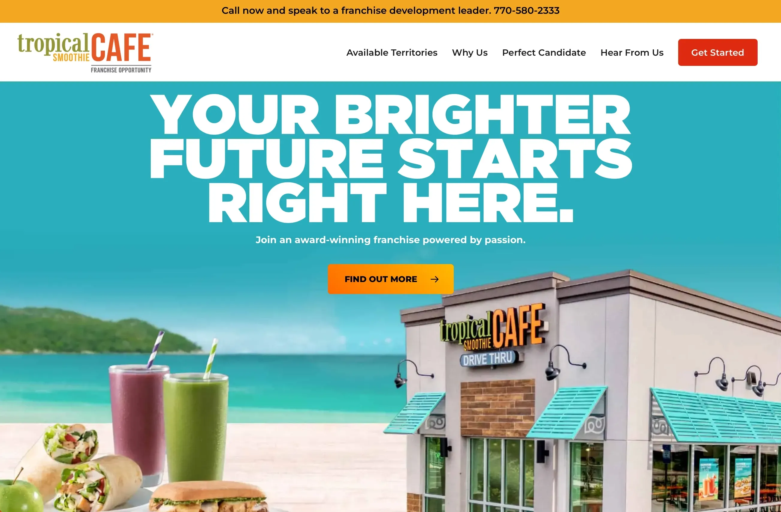 Tropical Smoothie Cafe Franchise Sales Website Design